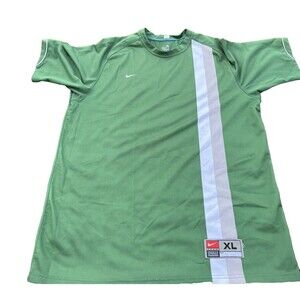 Nike Men's  Team Soccer Green  Grey White Striped Jersey Shirt sz XL